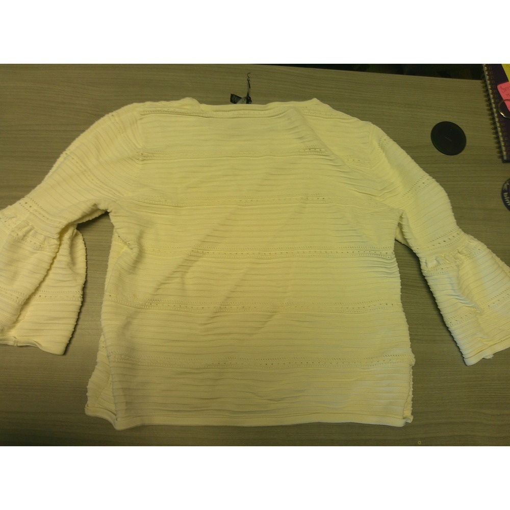 White House Black Market Sweater Womens Small Cream Excellent Bell Sleeve Knit - Picture 3 of 5
